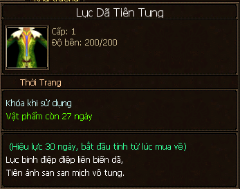 Vật phẩm thời trang Lục Dã Tiên Tung